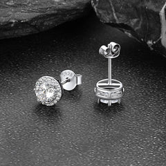 S925 Silber CZ Geburtsstein Ohrstecker Halo Ohrringe für Männer und Frauen