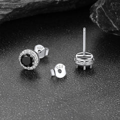 S925 Silber CZ Geburtsstein Ohrstecker Halo Ohrringe für Männer und Frauen