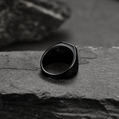 Anel de sinete com pedra ônix preta masculino tamanho 07-12