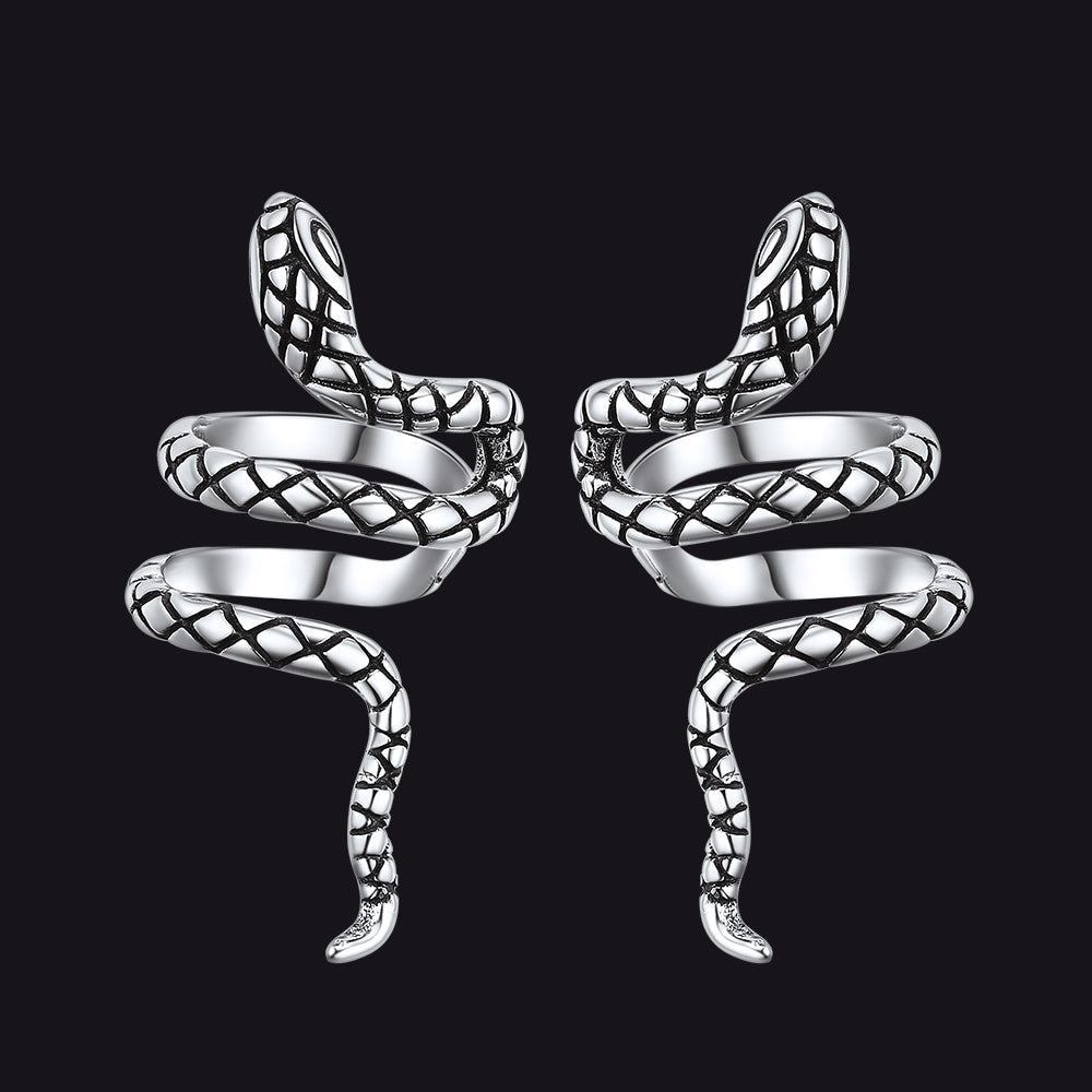 Brincos de orelha de cobra em espiral de prata esterlina 925