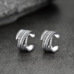 Ohrmanschetten-Ohrringe aus Sterlingsilber mit Federn für Herren