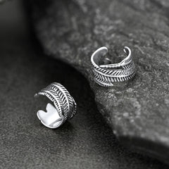 Ohrmanschetten-Ohrringe aus Sterlingsilber mit Federn für Herren