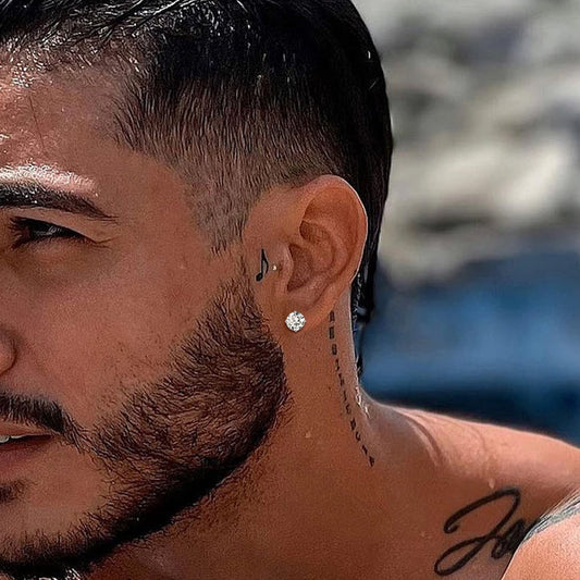 Brincos de prata esterlina com zircônia cúbica e diamante para homens e mulheres