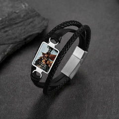 Personalisiertes Bild Schwarzes Leder-Geschenkarmband