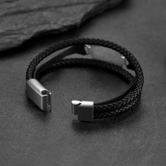 Personalisiertes Bild Schwarzes Leder-Geschenkarmband