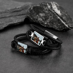 Personalisiertes Bild Schwarzes Leder-Geschenkarmband