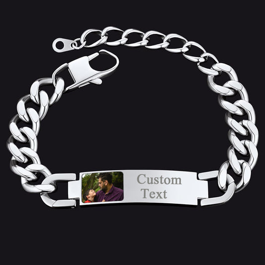 Personalisiertes Namensschild Cuban Link Chain Bild Geschenkarmband