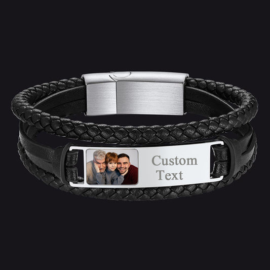 Pulseira de couro personalizada com imagem para presente