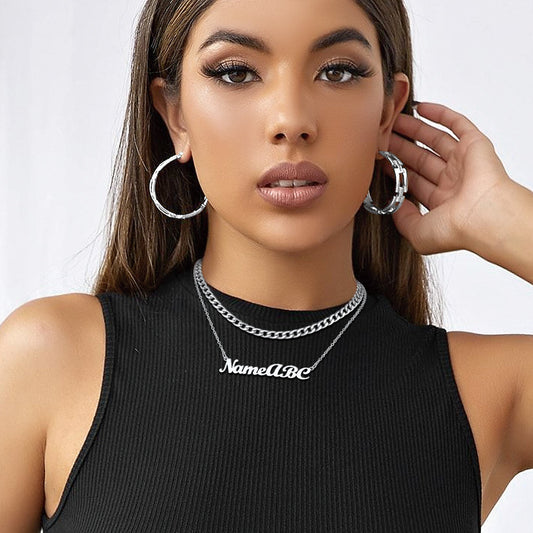 Kubanische Kette &amp; personalisierter Name, mehrlagiges Halsketten-Set für Damen und Herren