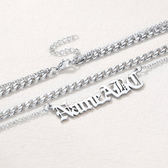 Conjunto de colares em camadas com nome personalizado e corrente cubana para mulheres e homens