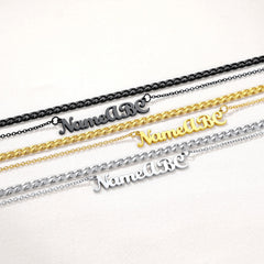 Conjunto de colares em camadas com nome personalizado e corrente cubana para mulheres e homens