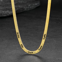 Customized Engraved Name Snake Chain Choker Necklace for Women Men