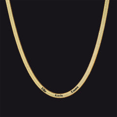 Customized Engraved Name Snake Chain Choker Necklace for Women Men