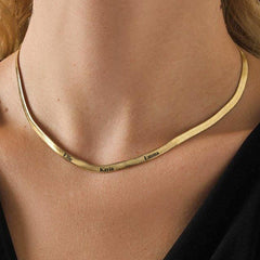 Customized Engraved Name Snake Chain Choker Necklace for Women Men