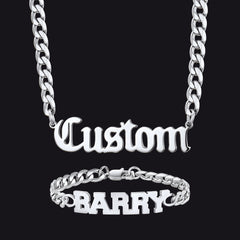 Conjunto de pulseiras de corrente com placa de identificação personalizada de 6 mm