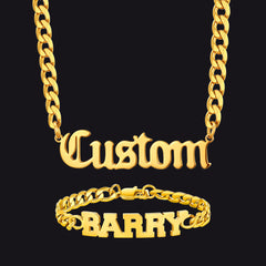 Conjunto de pulseiras de corrente com placa de identificação personalizada de 6 mm
