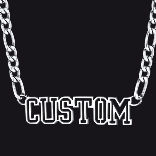 Personalised Nameplate Figaro Chain Necklace for Men Women