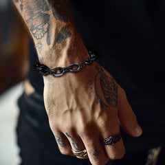 Conjunto de colar e pulseira com corrente de elos rolo de 9 mm