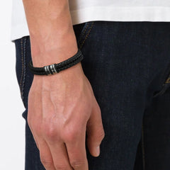 Pulseira de couro trançado com nome personalizado e contas personalizadas