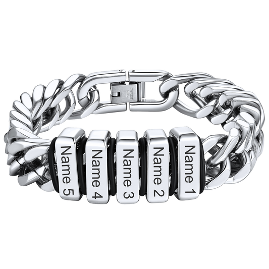Individuell graviertes kubanisches Gliederkettenarmband mit mehreren Namen