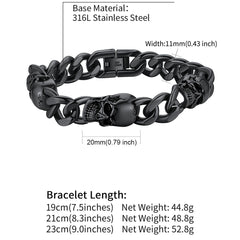 Gothic Totenkopf Dickes kubanisches Kettengliederarmband