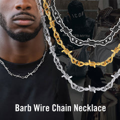 Gothic Thorn Barb Wire Chain Link Halskette Geburtstagsgeschenk für Männer