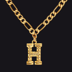 Colar com pingente de letra AZ inicial Figaro e gargantilha feminina