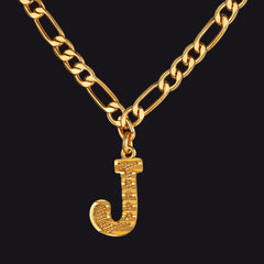 Colar com pingente de letra AZ inicial Figaro e gargantilha feminina