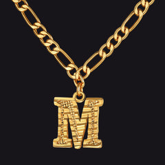 Colar com pingente de letra AZ inicial Figaro e gargantilha feminina