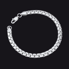 Pulseira de corrente de elos de caixa plana