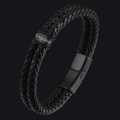 Pulseira de couro trançado com nome personalizado e contas personalizadas