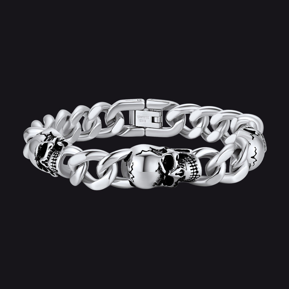 Gothic Totenkopf Dickes kubanisches Kettengliederarmband
