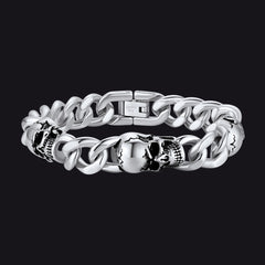 Gothic Totenkopf Dickes kubanisches Kettengliederarmband