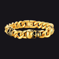 Gothic Totenkopf Dickes kubanisches Kettengliederarmband