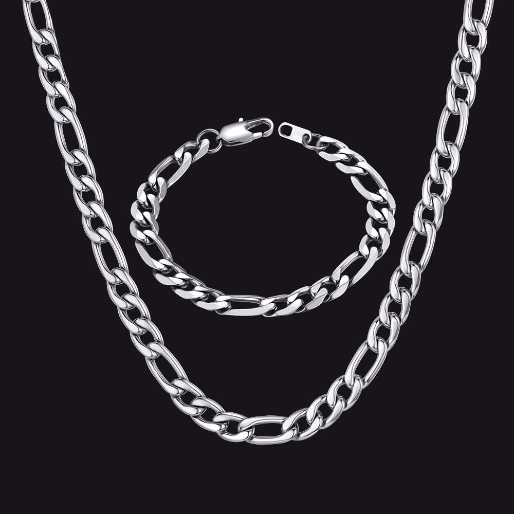 Figaro-Gliederkette mit Halskette und Armband für Herren