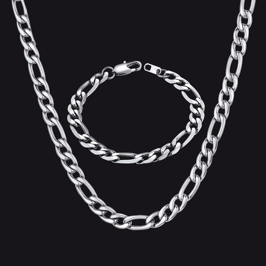 Figaro-Gliederkette mit Halskette und Armband für Herren