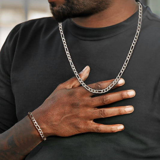 Figaro-Gliederkette mit Halskette und Armband für Herren