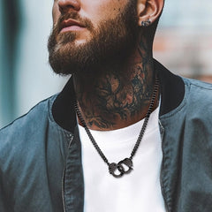Conjunto de joias com colar e pulseira de algemas gótico punk