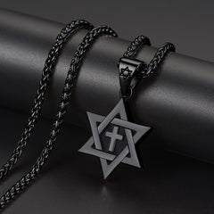 Jüdische Davidstern-Kreuz-Halskette für Herren