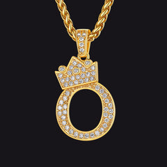Sparkly Bling Cubic Zirconia Initial Letther Necklace for Men