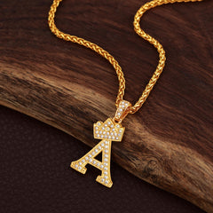 Sparkly Bling Cubic Zirconia Initial Letther Necklace for Men