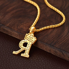 Sparkly Bling Cubic Zirconia Initial Letther Necklace for Men