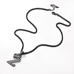 Sparkly Bling Cubic Zirconia Initial Letther Necklace for Men