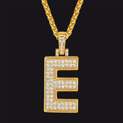 Gold Number Initial Chain Necklace with Cubic Zirconia for Men Women