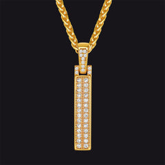 Gold Number Initial Chain Necklace with Cubic Zirconia for Men Women