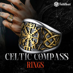 Viking Compass Ring Celtic Knot Men