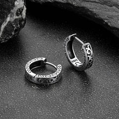 Brincos de argola Huggie Celtic Vine de prata esterlina para homens