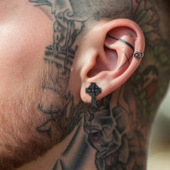 Irish Celtic Knot Cross Stud Earrings For Men