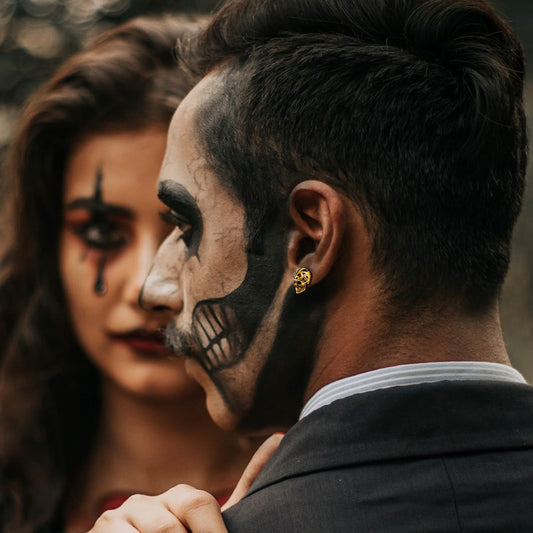 Gothic Keltischer Knoten Totenkopf Ohrstecker für Männer