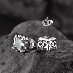 Celtic Cubic Zirconia Diamond Stud Earrings in Sterling Silver